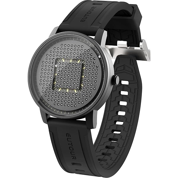 EUTOUR WATCH ブラック ラバーベルト 44mm Mens Magnetic Watch with Mesh Watch Band|EUTOUR